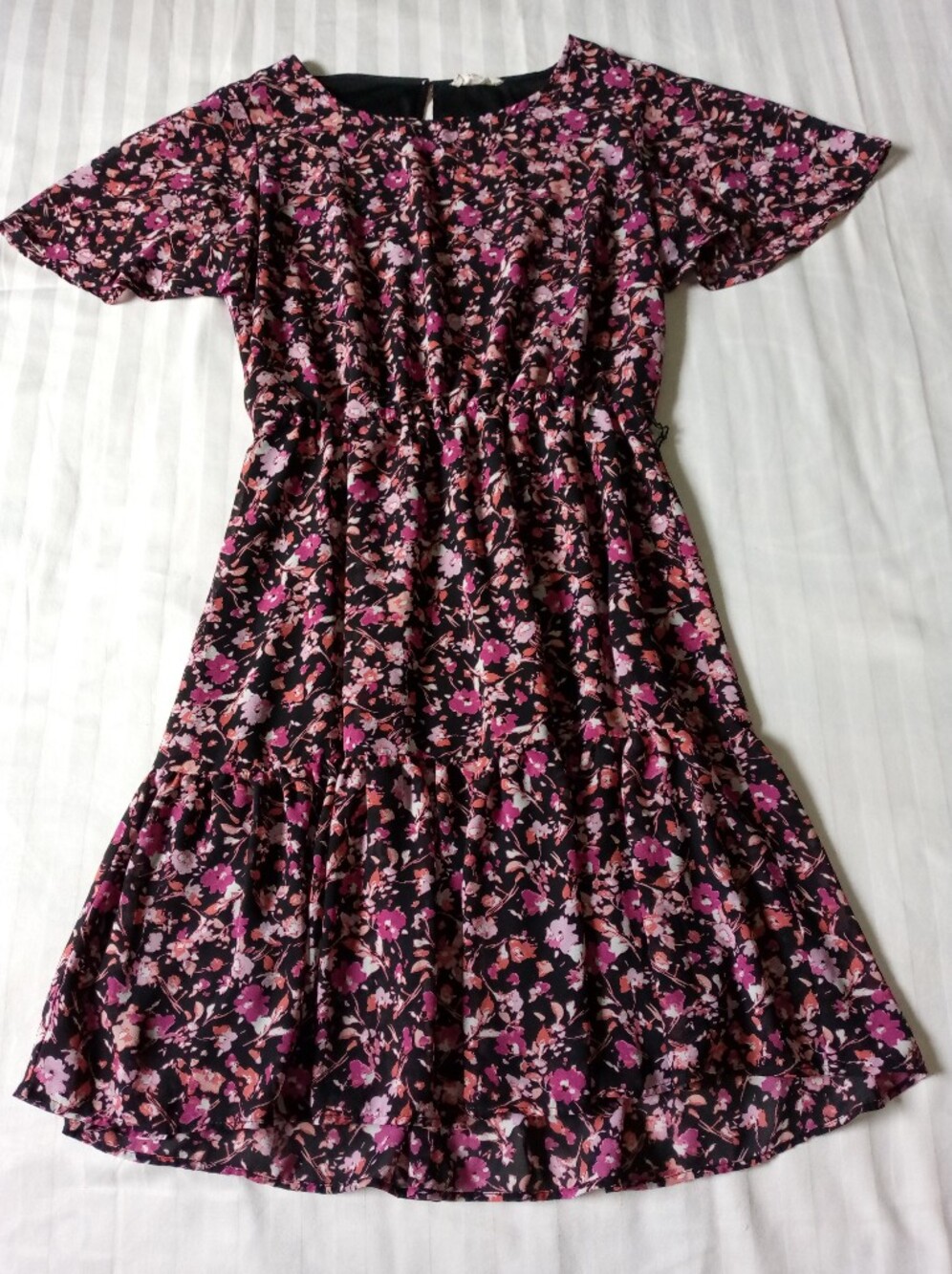 Jane and Delancey Black Floral Dress with Pink Accents